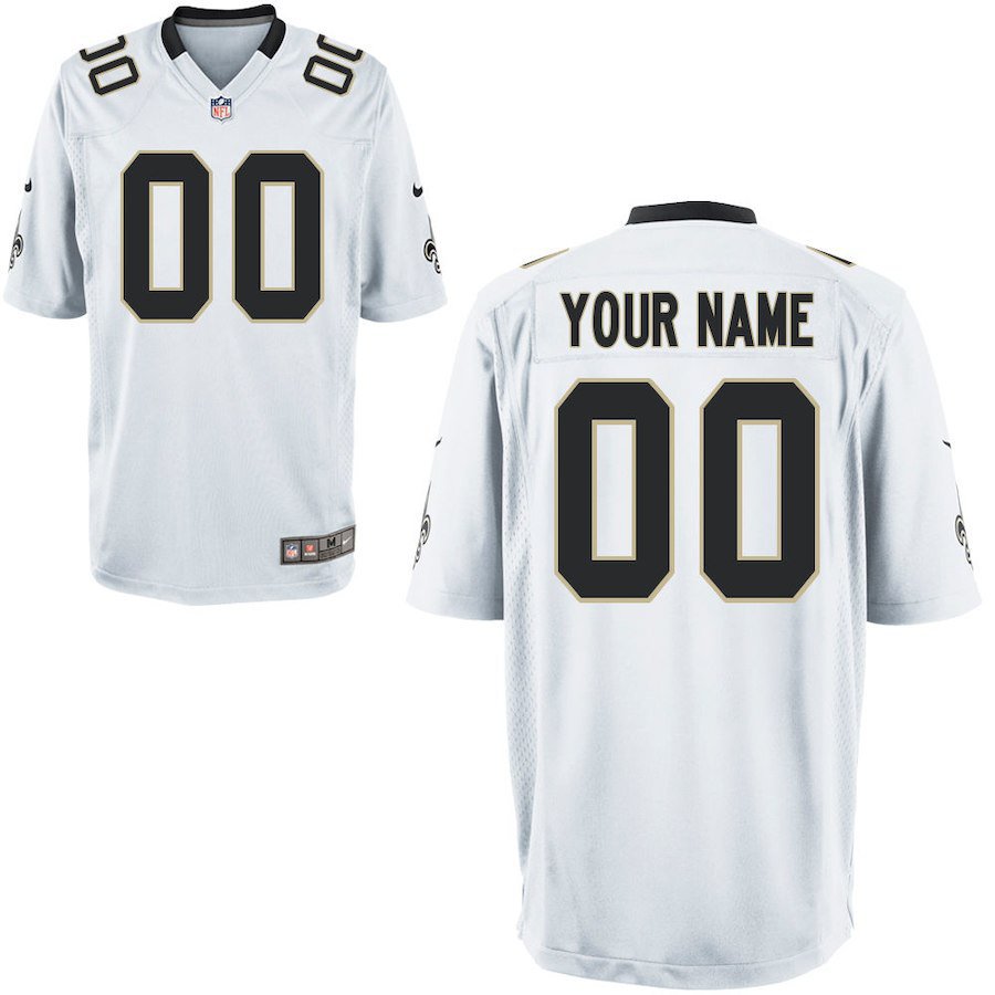 Youth Orleans Saints Custom Name And Number Game Limied White Stitched Jersey