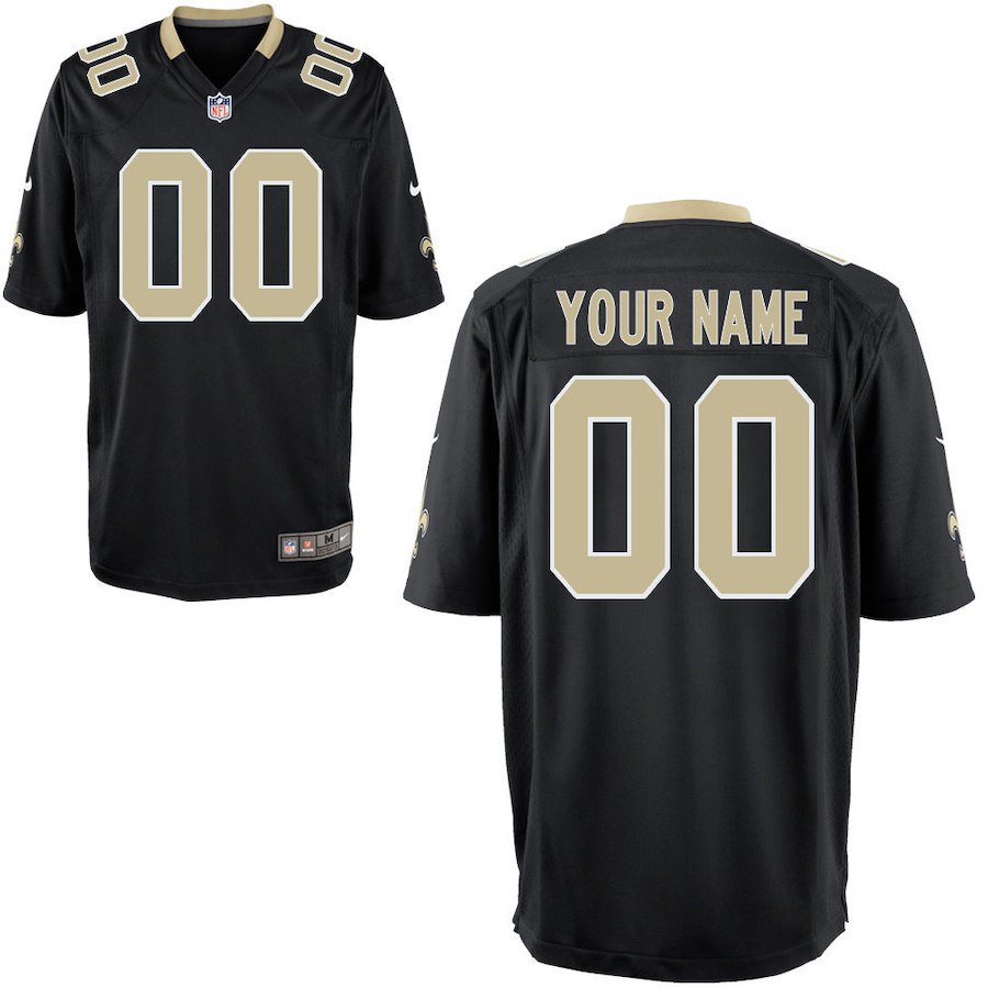 Youth Orleans Saints Custom Name And Number Game Limied Black Stitched Jersey