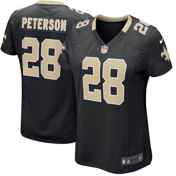 Women's Orleans Saints 28# Adrian Peterson Black Stitched Jersey