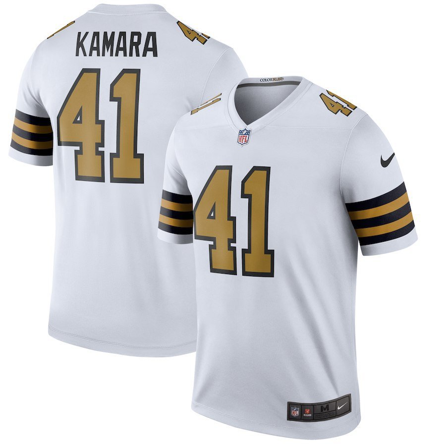 Men's Orleans Saints 41# Alvin Kamara White Stitched Jersey