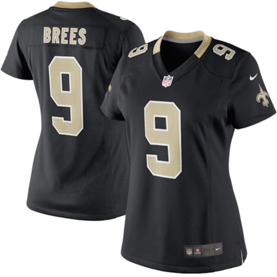 Women's Orleans Saints 9# Drew Brees Black Stitched Jersey