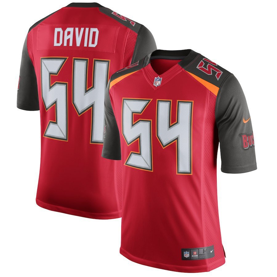 Men's Tampa Bay Buccaneers 54# Lavonte David Red Stitched Jersey