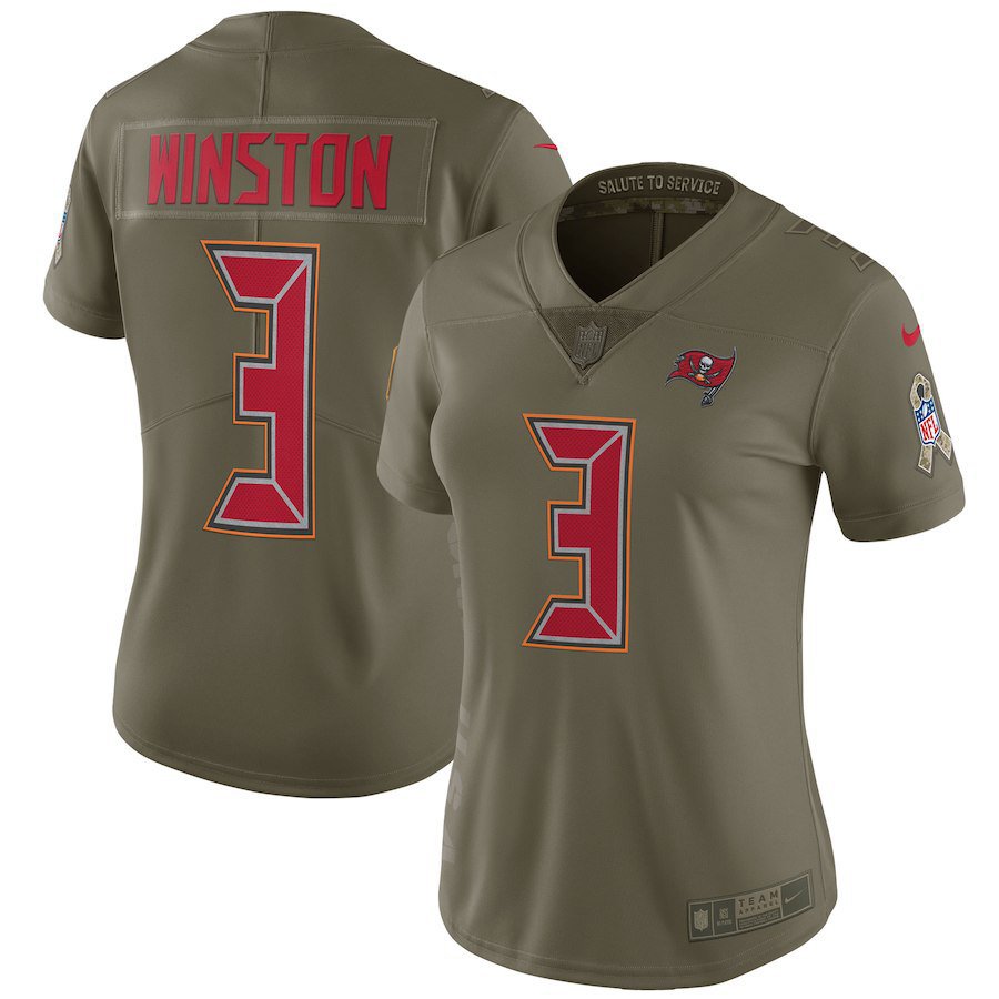 Women's Tampa Bay Buccaneers 3# Jameis Winston Olive Stitched Jersey
