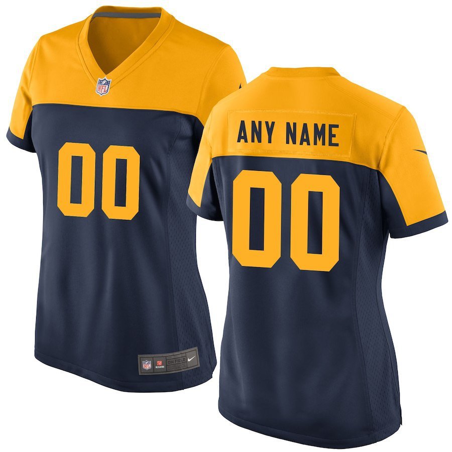 Women's Green Bay Packers Custom Name And Number Game Limied Navy Stitched Jersey