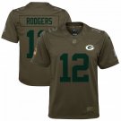 Youth Green Bay Packers 12# Aaron Rodgers Olive Stitched Jersey