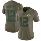 Women's Green Bay Packers 12# Aaron Rodgers Olive Stitched Jersey