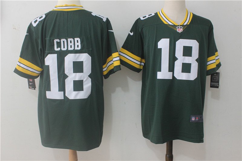 Men's Green Bay Packers 18# Randall Cobb Green Stitched Jersey