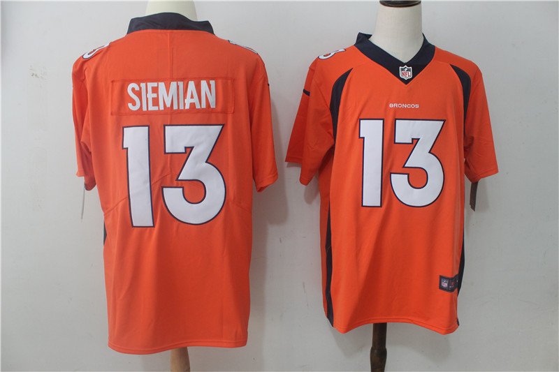 Men's Denver Broncos 13# Trevor Siemian Orange Stitched Jersey