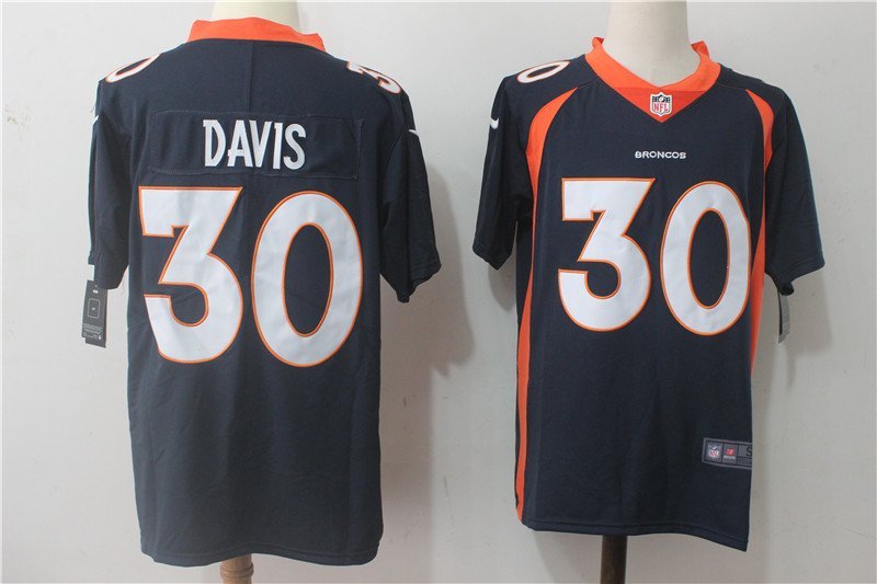 Men's Denver Broncos 30# Terrell Davis Navy Blue Stitched Jersey