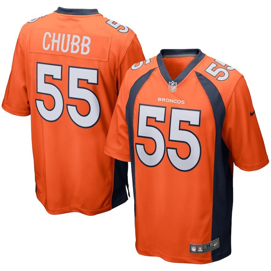 Men's Denver Broncos 55# Bradley Chubb Orange Stitched Jersey
