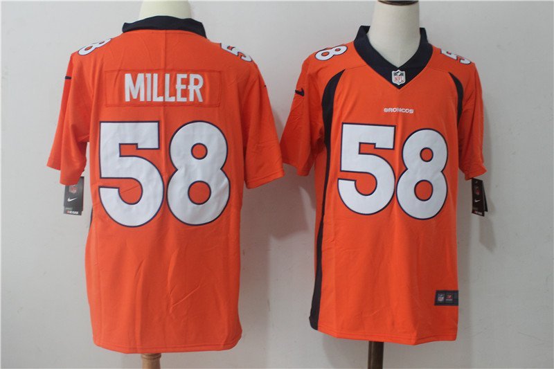Men's Denver Broncos 58# Von Miller Orange Stitched Jersey