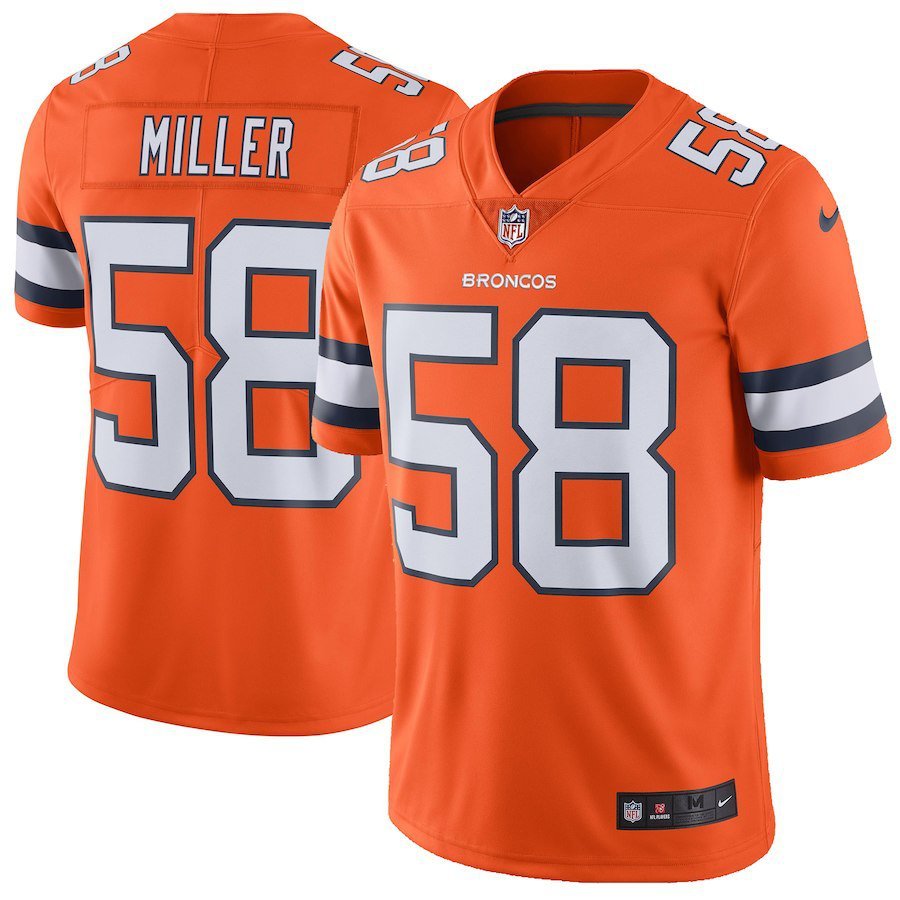 Men's Denver Broncos 58# Von Miller Game Orange Stitched Jersey