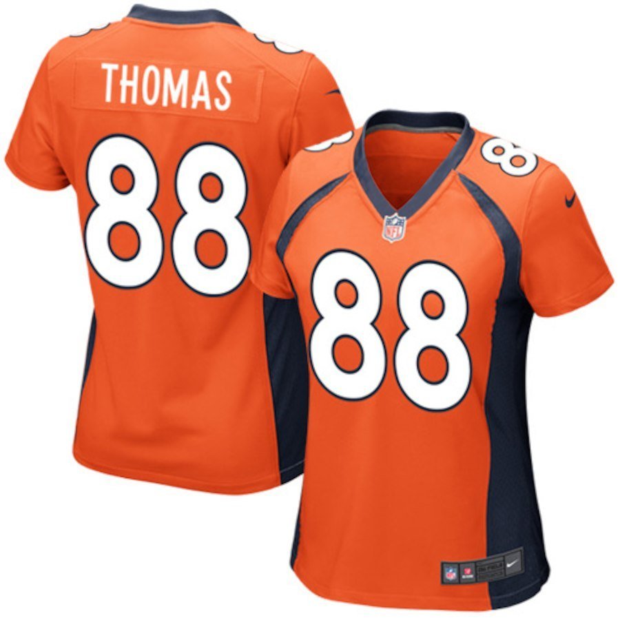 Women's Denver Broncos 88# Demaryius Thomas Orange Stitched Jersey