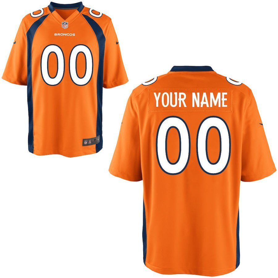 Men's Denver Broncos Custom Name And Number Game Limied Orange Stitched Jersey