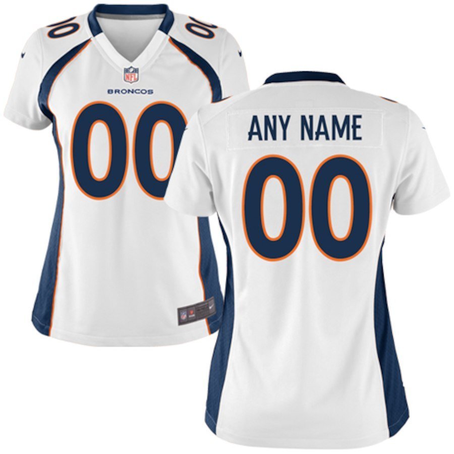 Women's Denver Broncos Custom Name And Number Game Limied White Stitched Jersey