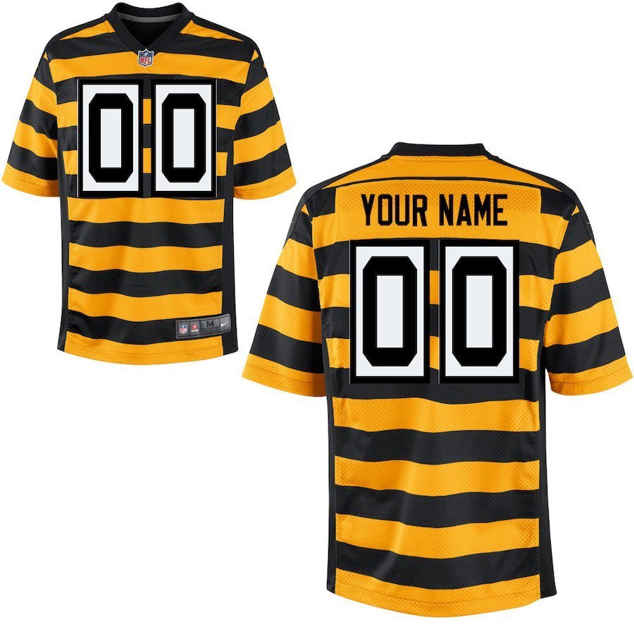 Men's Pittsburgh Steelers Custom Name And Number Game Limied Yellow Stripe Stitched Jersey