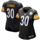 Women's Pittsburgh Steelers 30# James Conner Black Stitched Jersey