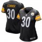Women's Pittsburgh Steelers 30# James Conner Black Stitched Jersey