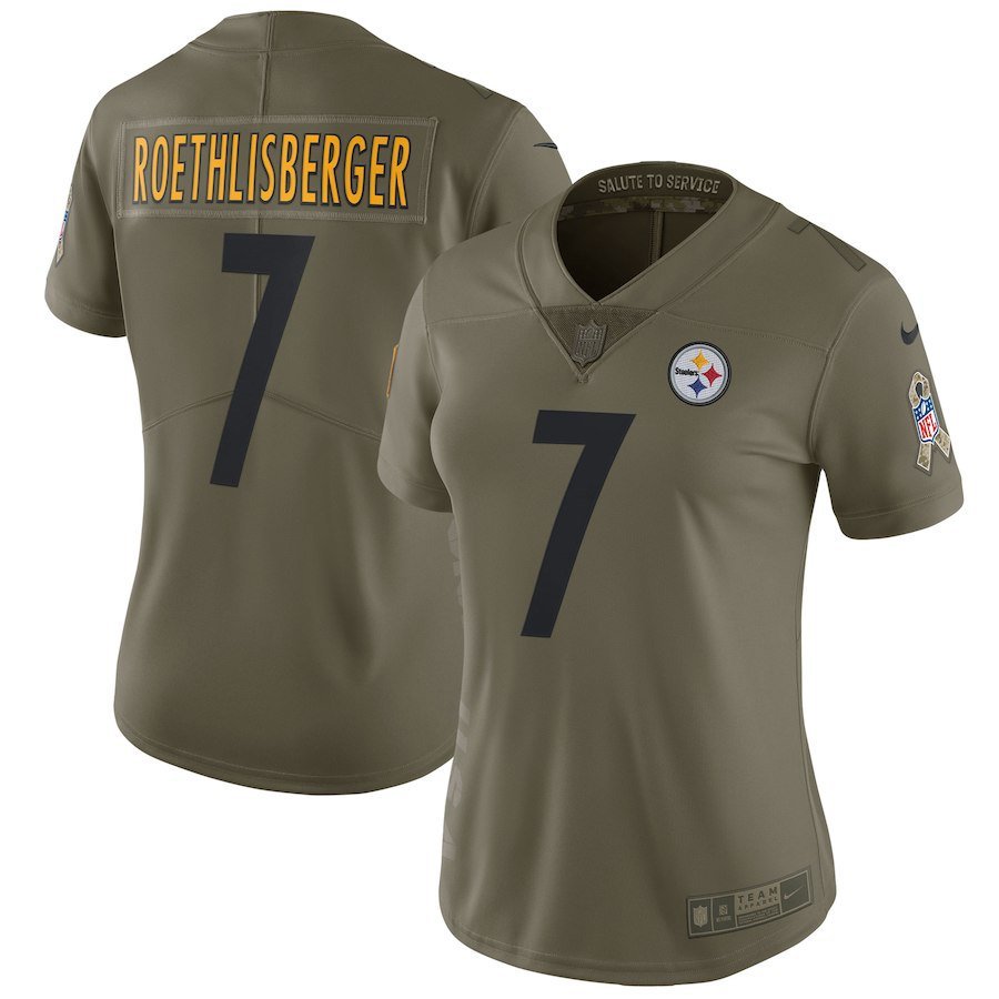 Women's Pittsburgh Steelers 7# Ben Roethlisberger Brown Stitched Jersey