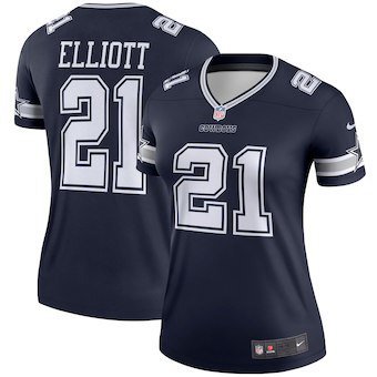 Womens Dallas Cowboys 21# Ezekiel Elliott Limited Blue Stitched Jersey