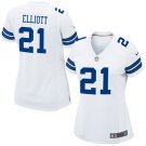 Womens Dallas Cowboys 21# Ezekiel Elliott Limited White Stitched Jersey