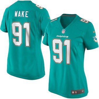 Womens Miami Dolphins 91# Cameron Wake Limited Blue Stitched Jersey