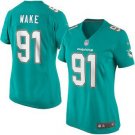 Womens Miami Dolphins 91# Cameron Wake Limited Blue Stitched Jersey