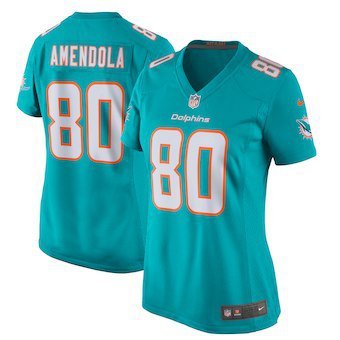 Womens Miami Dolphins 80# Danny Amendola Limited Blue Stitched Jersey