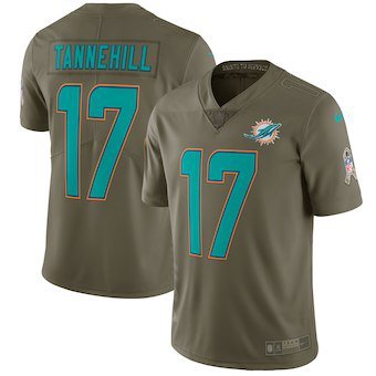 Mens Miami Dolphins 17# Ryan Tannehill Limited Brown Stitched Jersey