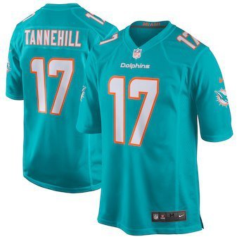 Mens Miami Dolphins 17# Ryan Tannehill Game Aqua Stitched Jersey