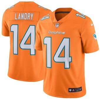 Mens Miami Dolphins 14# Jarvis Landry Limited Orange Stitched Jersey