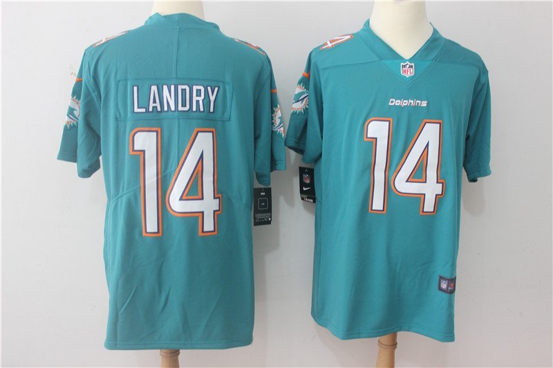 Mens Miami Dolphins 14# Jarvis Landry Limited Blue Stitched Jersey