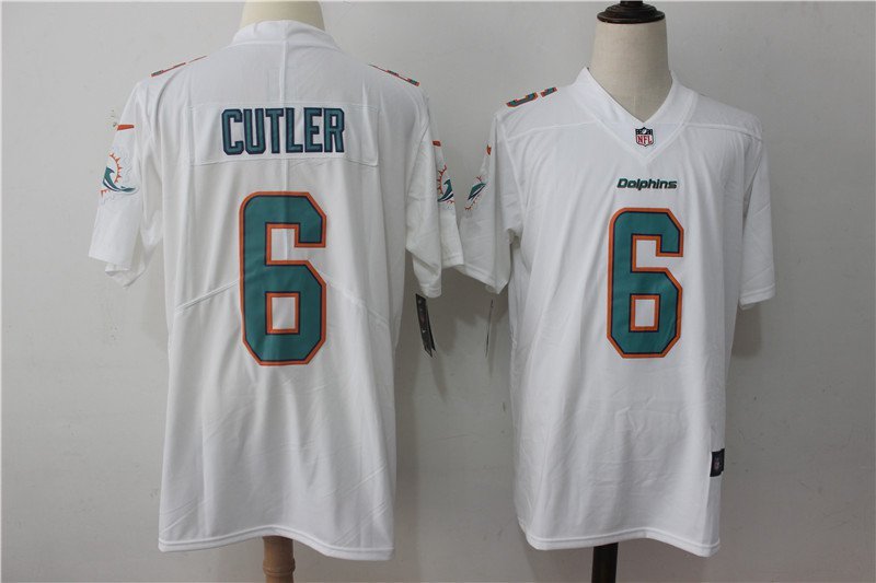 Mens Miami Dolphins 6# Jay Cutler Limited White Stitched Jersey