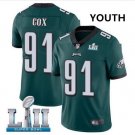 Youth Eagles 91# Fletcher Cox Green Super Bowl LII Game Stitched Jersey