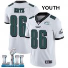Youth Eagles 86# Zach Ertz White Super Bowl LII Game Stitched Jersey