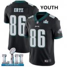 Youth Eagles 86# Zach Ertz Black Super Bowl LII Game Stitched Jersey