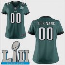 Womens Eagles Custom Name And Number Game Limied Green Super Bowl LII Stitched Jersey