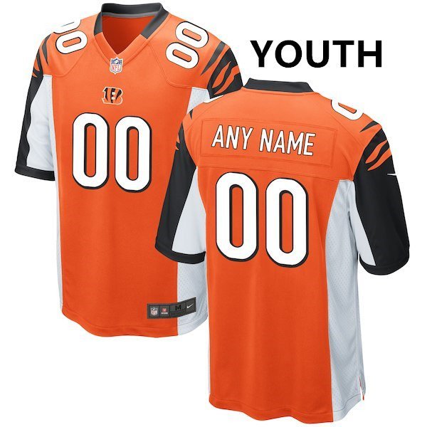 Youth Cincinnati Bengals Custom Name And Number Game Limied Orange Stitched Jersey