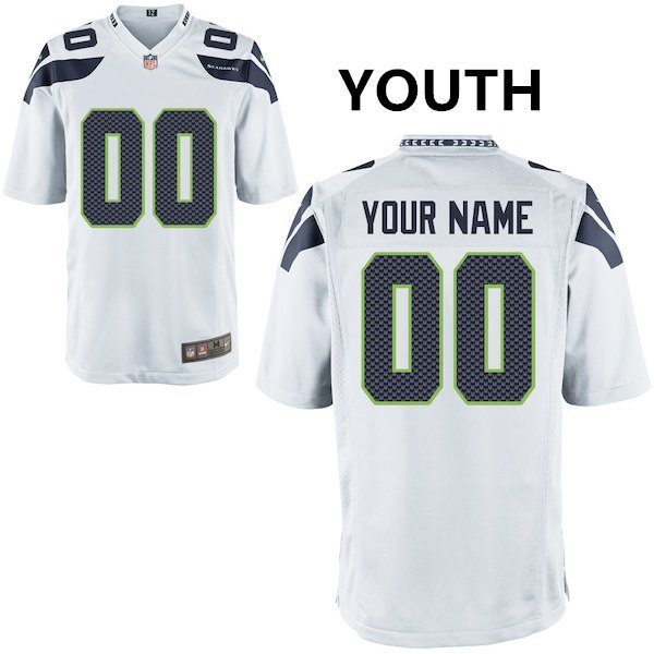 Youth Seattle Seahawks Custom Name And Number Game Limied White Stitched Jersey