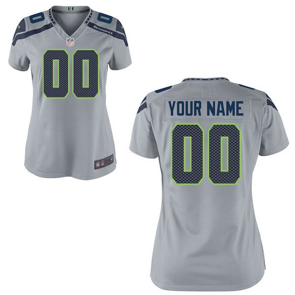 Womens Seattle Seahawks Custom Name And Number Game Limied Gray Stitched Jersey