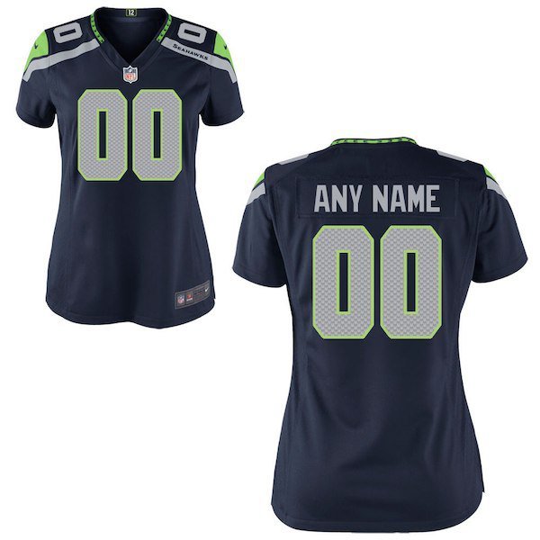 Womens Seattle Seahawks Custom Name And Number Game Limied Navy Stitched Jersey