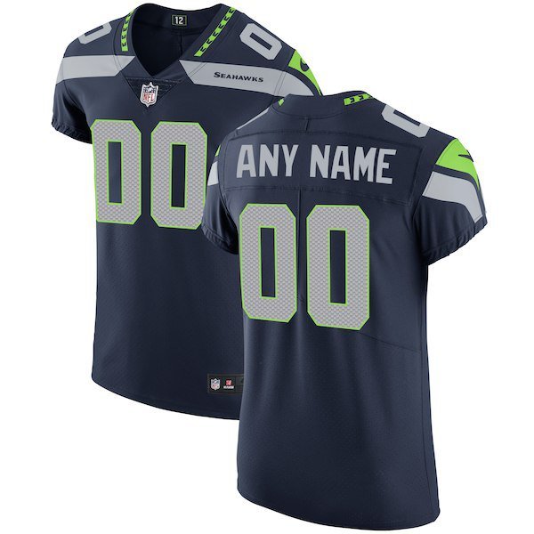 Mens Seattle Seahawks Custom Name And Number Elite Navy Stitched Jersey