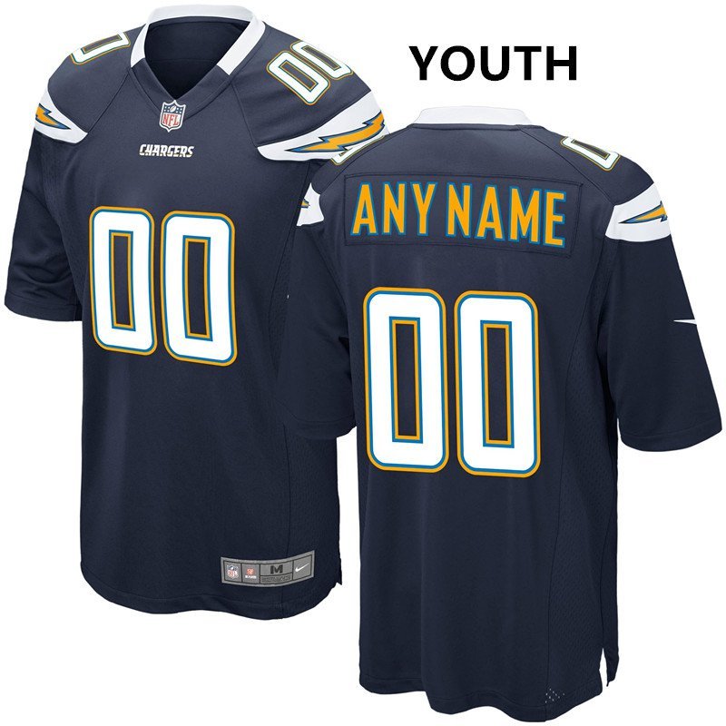 Youth Los Angeles Chargers Custom Name And Number Game Limied Navy Stitched Jersey