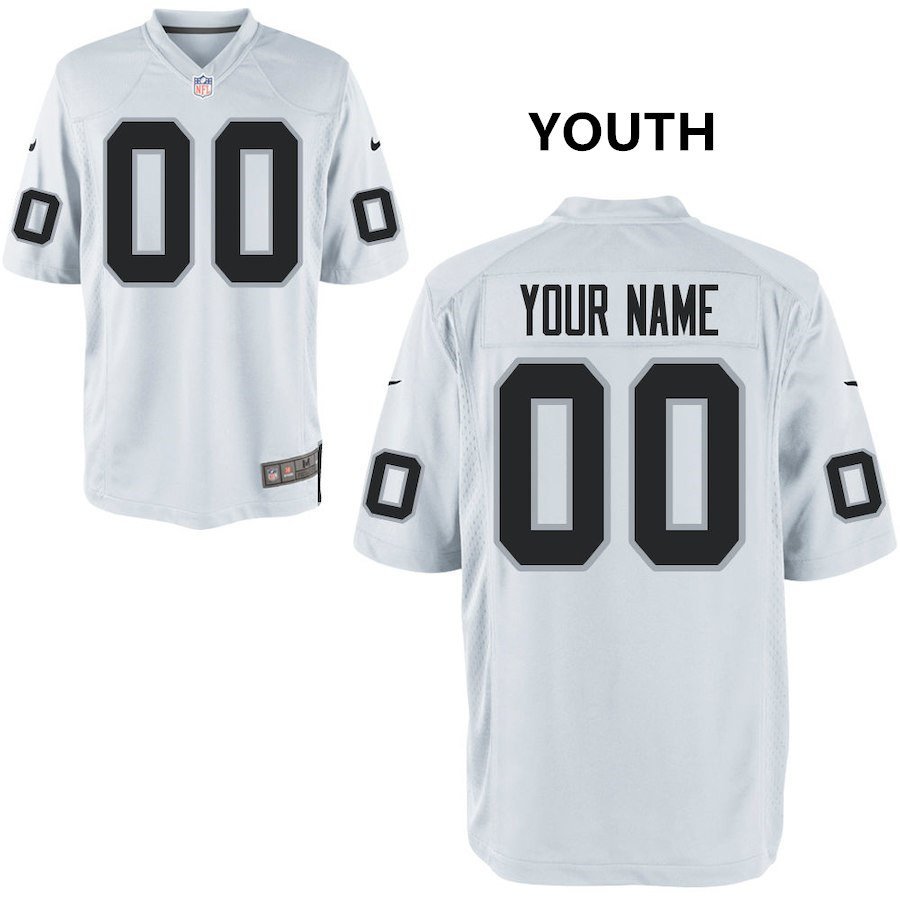 Youth Oakland Raiders Custom Name And Number Game Limied White Stitched Jersey