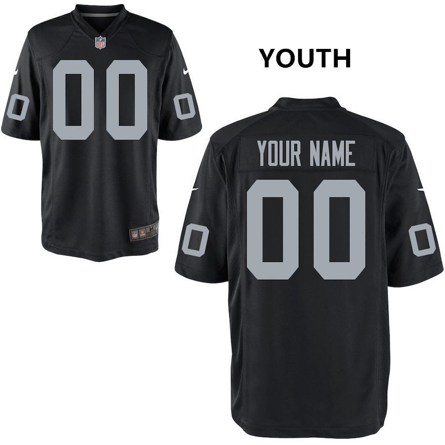 Youth Oakland Raiders Custom Name And Number Game Limied Black Stitched Jersey