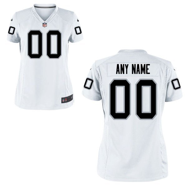 Womens Oakland Raiders Custom Name And Number Game Limied White Stitched Jersey