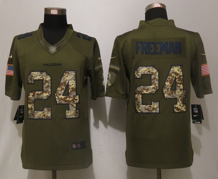 Mens Atlanta Falcons 24# Devonta Freeman Limited Green Stitched Jersey