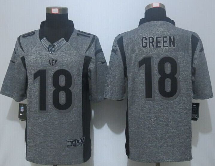 Mens Cincinnati Bengals 18# A.J. Green gray Stitched Jersey