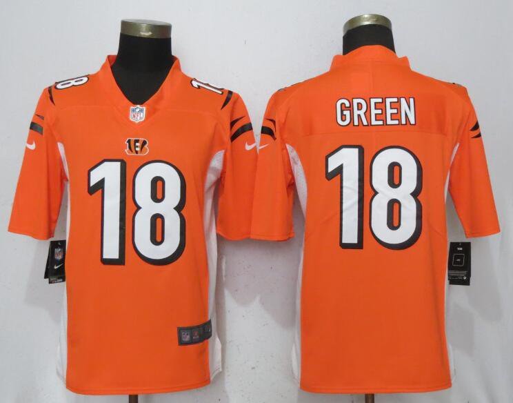Mens Cincinnati Bengals 18# A.J. Green orange Stitched Jersey