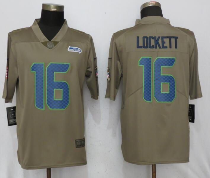 Mens Seattle Seahawks 16# Tyler Lockett brown Stitched Jersey